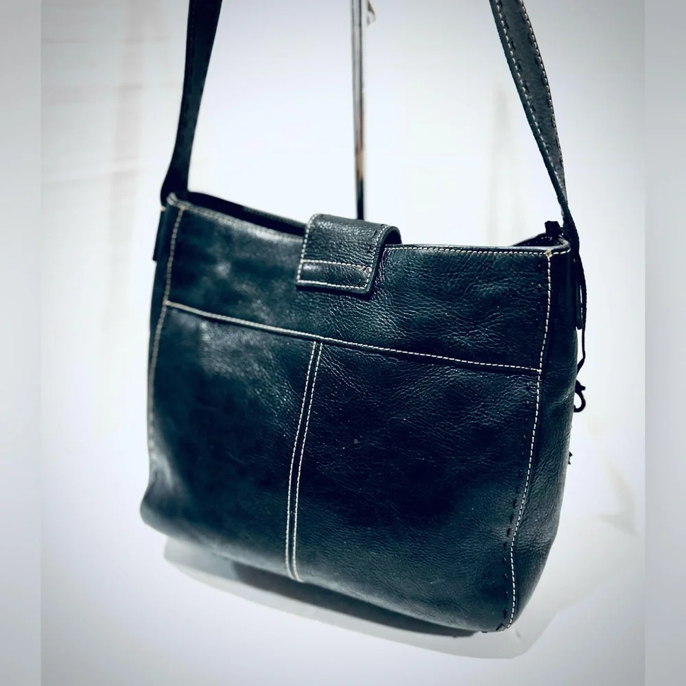 Fossil black leather hobo bag, classic minimalist everyday purse